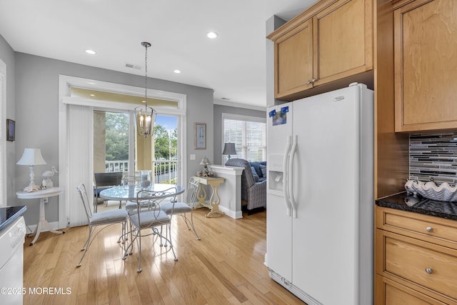 2210 Xanadu Ln, Wall, NJ 07719 - kitchen with white appliances, healthy amount of natural light, recessed lighting, light wood-style flooring, and decorative light fixtures