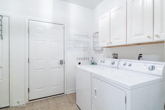 4 Augusta Dr, Little Egg Harbor, NJ 08087 - clothes washing area featuring cabinet space, separate washer and dryer, and baseboards