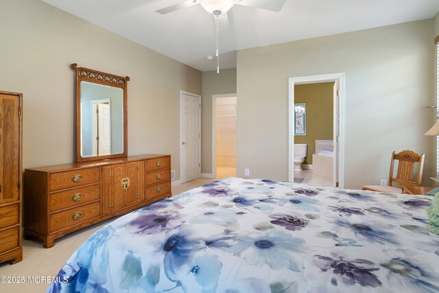 4 Augusta Dr, Little Egg Harbor, NJ 08087 - bedroom featuring ensuite bath, a ceiling fan, and light colored carpet