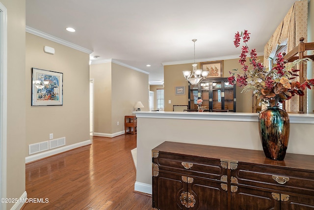 4 Augusta Dr, Little Egg Harbor, NJ 08087 - corridor featuring a chandelier, crown molding, wood finished floors, recessed lighting, and baseboards