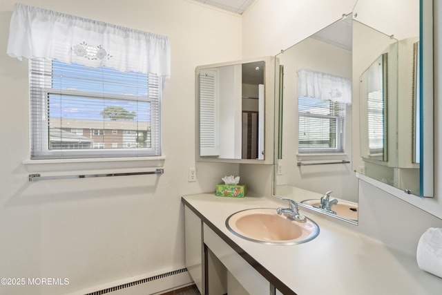 41D Cambridge Ct, Lakewood, NJ 08701 - bathroom featuring vanity and a baseboard radiator