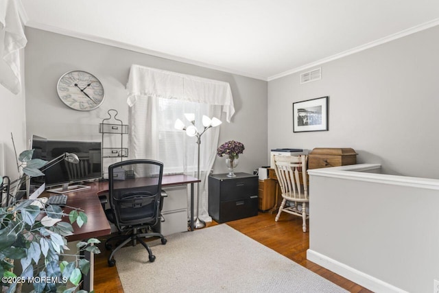 725 Province Line Rd, Allentown, NJ 08501 - office area featuring ornamental molding and wood finished floors