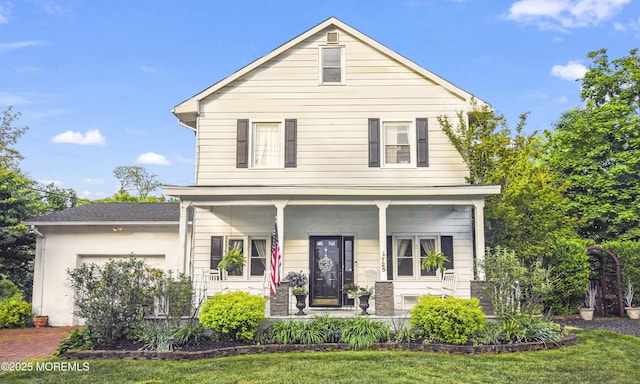 725 Province Line Rd, Allentown, NJ 08501 - view of front of home featuring a porch, an attached garage, and a front yard