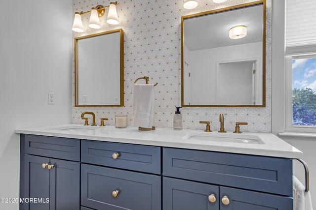22 Ernest Dr, Lanoka Harbor, NJ 08734 - bathroom featuring decorative backsplash and double vanity