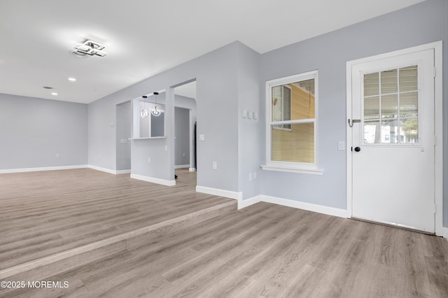4B Greenwood Ln, Whiting, NJ 08759 - spare room featuring light wood-type flooring, baseboards, a chandelier, and recessed lighting