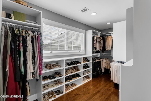 spacious closet featuring wood finished floors
