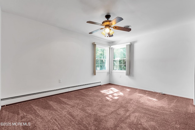 11 S Point Ct, Toms River, NJ 08757 - empty room with a baseboard radiator, carpet flooring, a ceiling fan, and baseboards