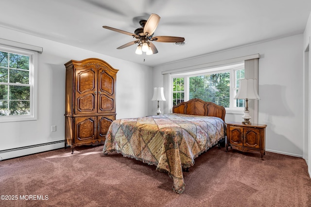 11 S Point Ct, Toms River, NJ 08757 - carpeted bedroom featuring a ceiling fan and baseboard heating