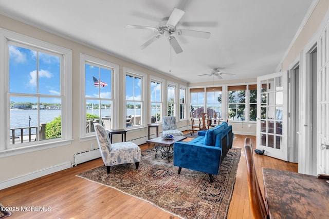 58 River Ave, Island Heights, NJ 08732 - sunroom / solarium featuring plenty of natural light, wood-type flooring, and a baseboard heating unit