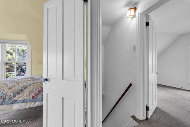 58 River Ave, Island Heights, NJ 08732 - corridor featuring an upstairs landing, carpet, and lofted ceiling