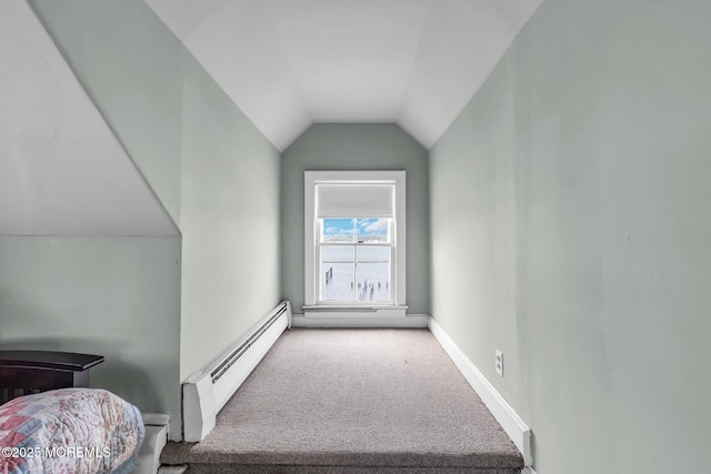58 River Ave, Island Heights, NJ 08732 - bonus room with a baseboard radiator, carpet, lofted ceiling, and baseboards