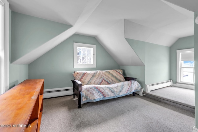 58 River Ave, Island Heights, NJ 08732 - carpeted bedroom featuring baseboard heating and vaulted ceiling