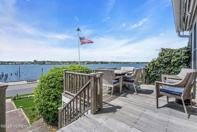 58 River Ave, Island Heights, NJ 08732 - deck featuring a water view and outdoor dining area