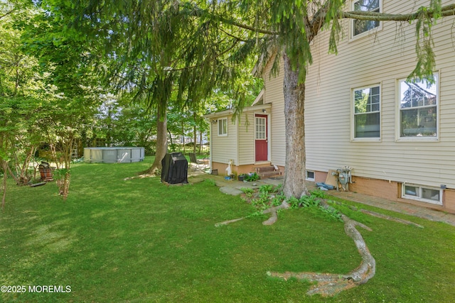 329 Hollywood Ave, Long Branch, NJ 07740 - view of grassy yard with entry steps and an outdoor pool