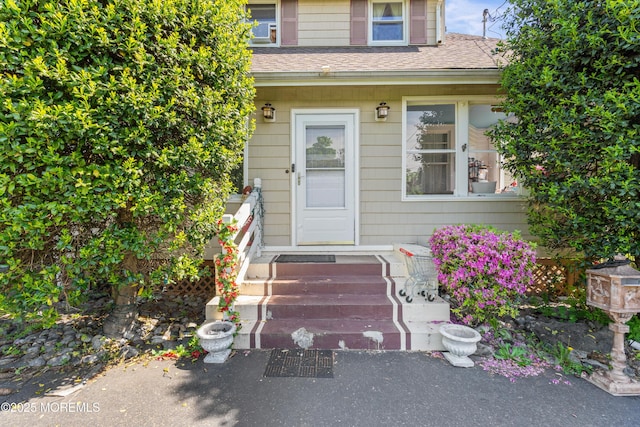 329 Hollywood Ave, Long Branch, NJ 07740 - view of exterior entry featuring a shingled roof