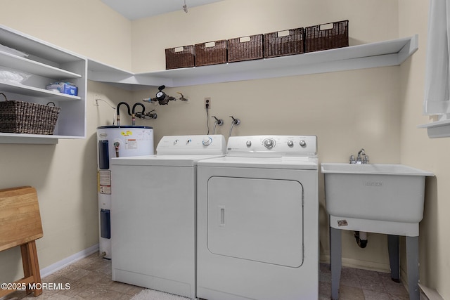 2A Jackson Ct, Whiting, NJ 08759 - washroom featuring water heater, washer and dryer, and baseboards
