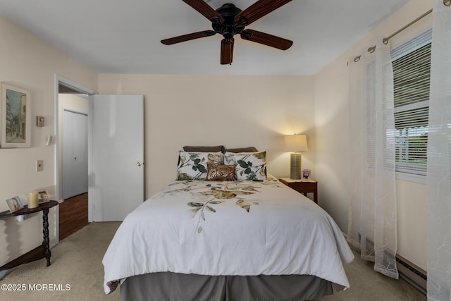 2A Jackson Ct, Whiting, NJ 08759 - bedroom with carpet, ceiling fan, and a baseboard radiator