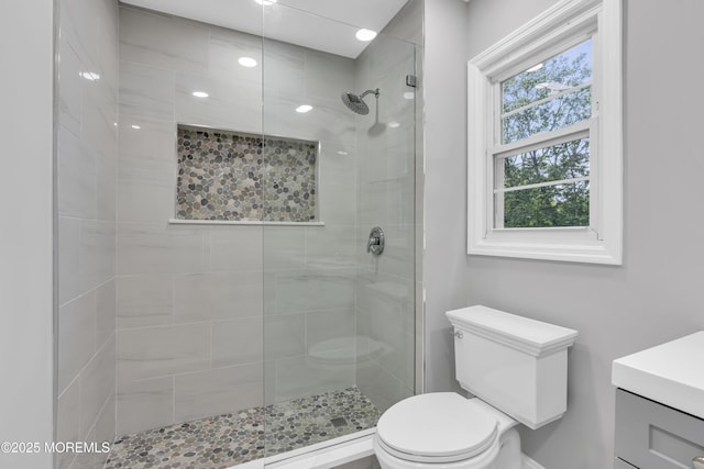 92 Sargent Rd, Freehold, NJ 07728 - bathroom with toilet, tiled shower, and vanity