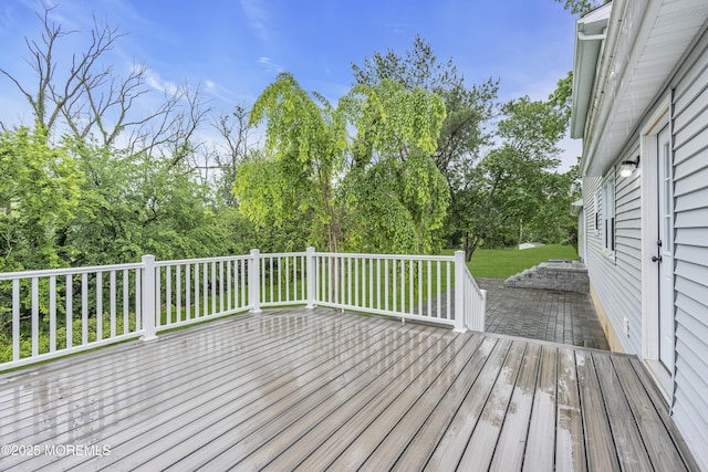 92 Sargent Rd, Freehold, NJ 07728 - wooden terrace with view of wooded area