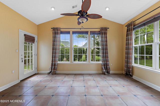 7 Spring Lake Ct, Barnegat, NJ 08005 - empty room featuring lofted ceiling, plenty of natural light, ceiling fan, and baseboards