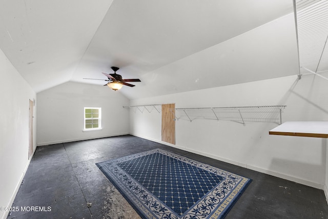 7 Spring Lake Ct, Barnegat, NJ 08005 - additional living space featuring ceiling fan, baseboards, lofted ceiling, and concrete flooring