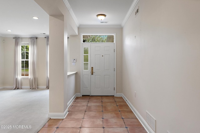 7 Spring Lake Ct, Barnegat, NJ 08005 - foyer with healthy amount of natural light, crown molding, baseboards, and recessed lighting