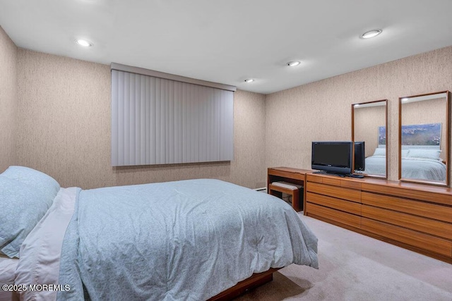 bedroom with carpet flooring and recessed lighting