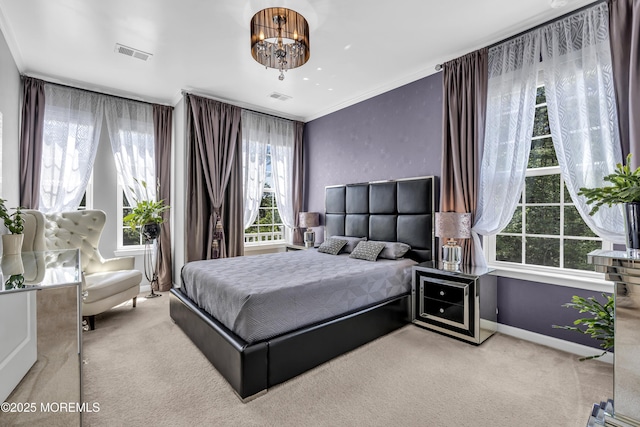 7 Samantha Dr, Tinton Falls, NJ 07712 - bedroom featuring carpet, baseboards, ornamental molding, and a chandelier