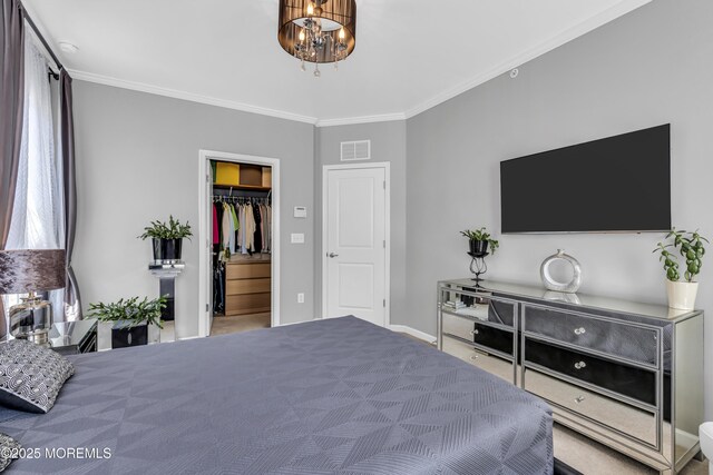 7 Samantha Dr, Tinton Falls, NJ 07712 - bedroom with a chandelier, crown molding, a spacious closet, and a closet