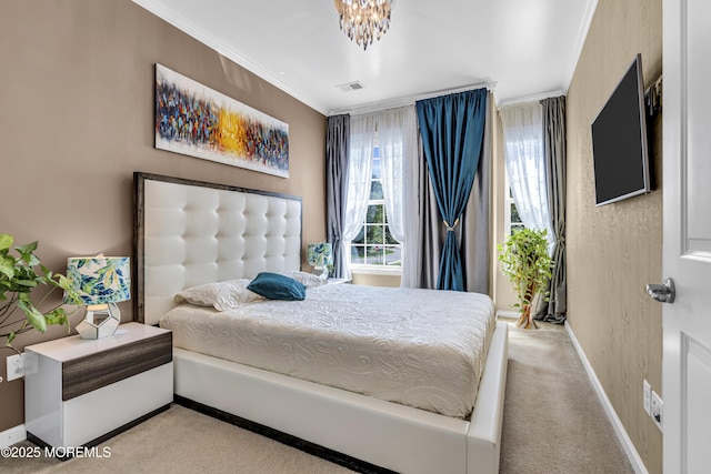 7 Samantha Dr, Tinton Falls, NJ 07712 - carpeted bedroom with baseboards, ornamental molding, and a chandelier