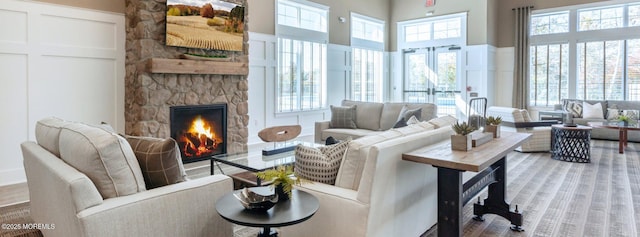 22 Keeneland Rd, New Egypt, NJ 08533 - living room with a stone fireplace and a towering ceiling