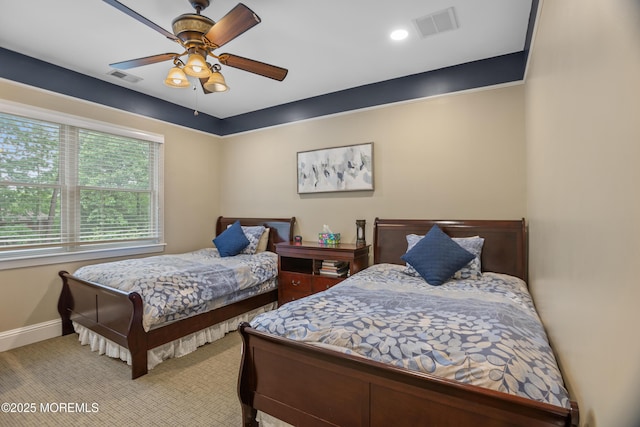821 Woodland Dr, Lakewood, NJ 08701 - carpeted bedroom featuring baseboards, ceiling fan, and recessed lighting