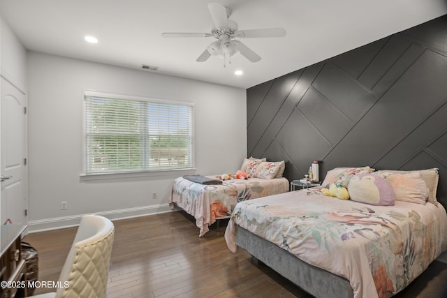 821 Woodland Dr, Lakewood, NJ 08701 - bedroom featuring baseboards, wood finished floors, a ceiling fan, and recessed lighting