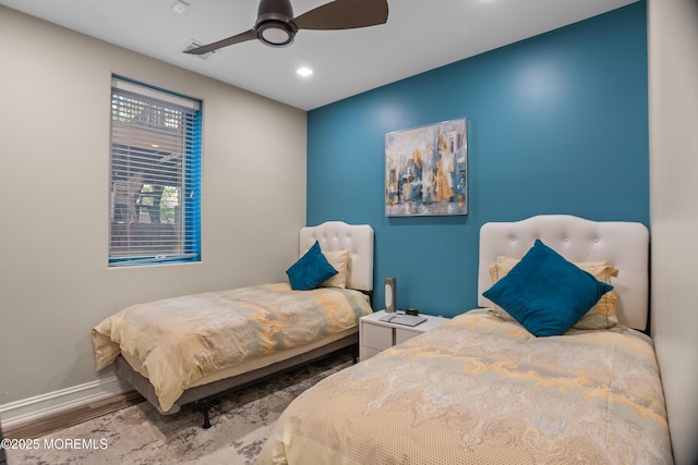 821 Woodland Dr, Lakewood, NJ 08701 - bedroom featuring recessed lighting, wood finished floors, baseboards, and ceiling fan