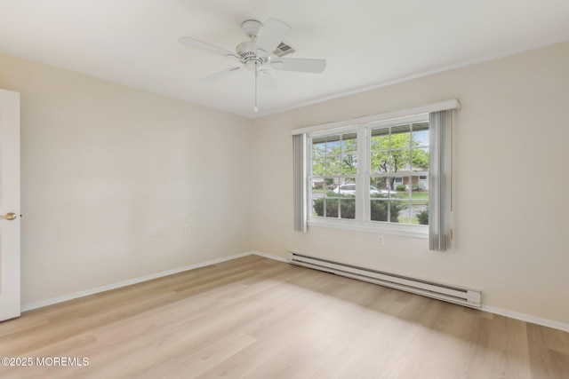 1164B Argyll Cir, Lakewood, NJ 08701 - spare room featuring a baseboard radiator, light wood-style floors, and a ceiling fan