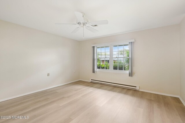 1164B Argyll Cir, Lakewood, NJ 08701 - empty room with baseboard heating, light wood-style flooring, and a ceiling fan