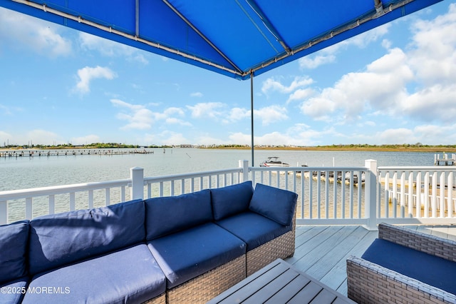 433 Bayside Ter Unit 1, Seaside Heights, NJ 08751 - wooden deck with outdoor lounge area and a water view