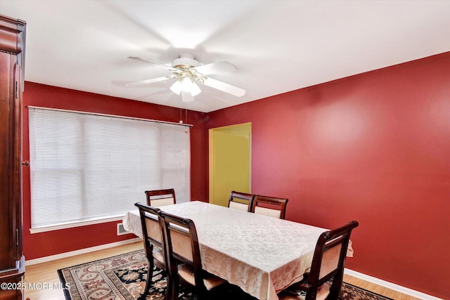 5 Isabella Dr, Lakewood, NJ 08701 - dining space featuring a ceiling fan, wood finished floors, and baseboards
