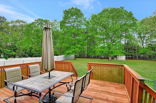 5 Isabella Dr, Lakewood, NJ 08701 - wooden terrace with outdoor dining space and view of scattered trees