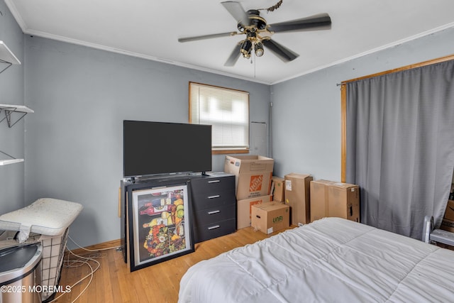 312 Dogwood Dr, Brick, NJ 08723 - bedroom with light wood-style flooring, crown molding, and ceiling fan
