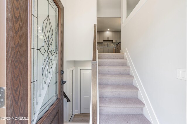 stairs with baseboards