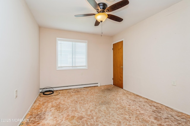 821 Jamaica Blvd, Toms River, NJ 08757 - carpeted empty room with a baseboard heating unit and ceiling fan