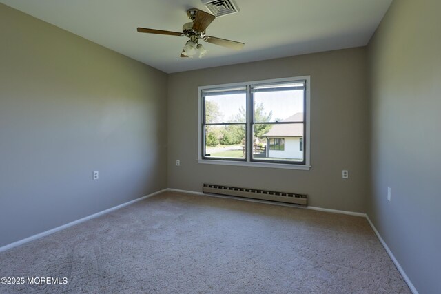 113 Ash Rd Unit 8, Manahawkin, NJ 08050 - carpeted spare room with baseboard heating, baseboards, and a ceiling fan