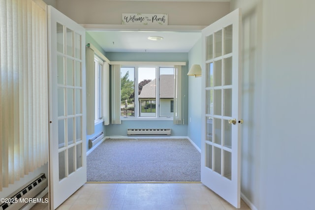 113 Ash Rd Unit 8, Manahawkin, NJ 08050 - interior space featuring french doors, carpet floors, and a baseboard heating unit