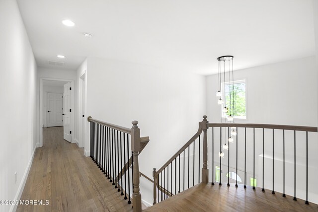 781 Harmony Rd, Jackson, NJ 08527 - hallway featuring an upstairs landing, wood finished floors, baseboards, and recessed lighting