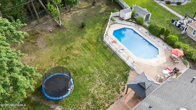 aerial view of a pool area
