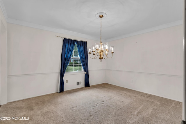132 Tunes Brook Dr, Brick, NJ 08723 - carpeted empty room with a chandelier and crown molding