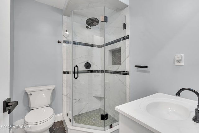 401 Overlook Dr, Neptune Township, NJ 07753 - bathroom featuring toilet, a stall shower, and vanity