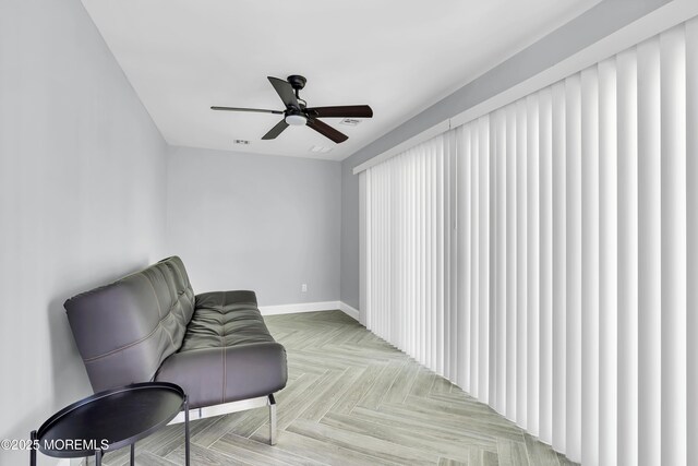 401 Overlook Dr, Neptune Township, NJ 07753 - sitting room featuring ceiling fan and baseboards