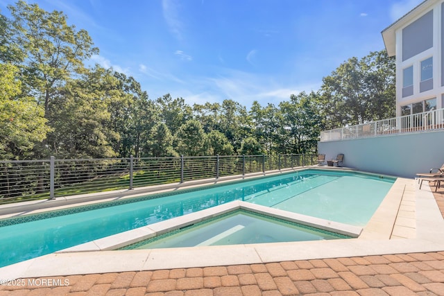 401 Overlook Dr, Neptune Township, NJ 07753 - view of pool featuring an in-ground hot tub and fence